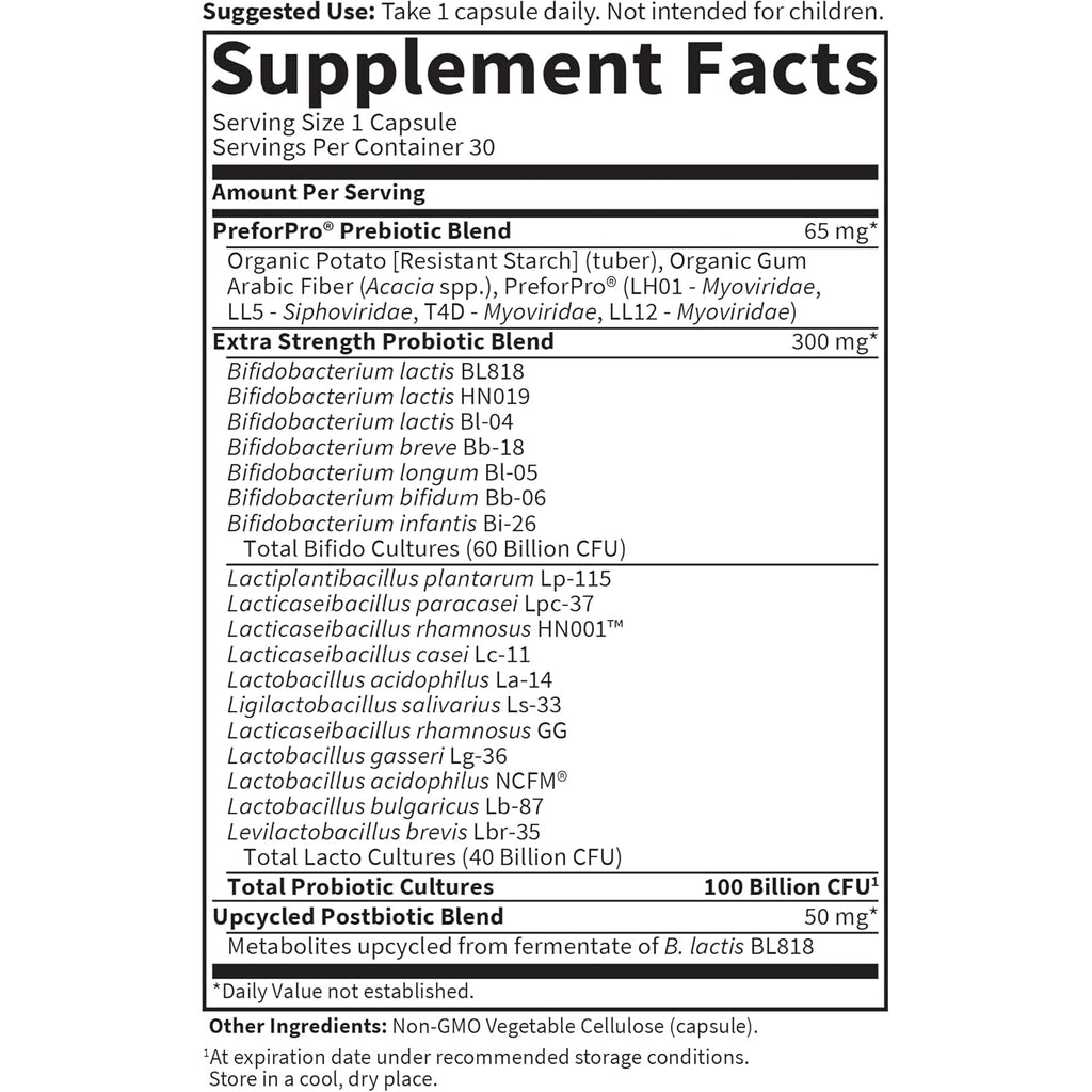 Garden of Life Dr. Formulated Pre, Post & Probiotics 100 Billion CFU Once Daily 3-In-1 Complete Probiotics, Prebiotics & Postbiotics Supplement for Women and Men – Extra Strength, 30 Day Supply