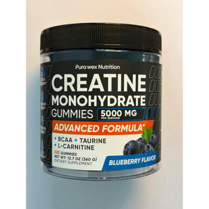 Creatine Monohydrate Gummies 5000Mg Complex for Men & Women - Pre Workout Creatine Chews for Muscle Growth, Strength & Energy, Sugar Free, Vegan, Blueberry Flavor - 120 Count