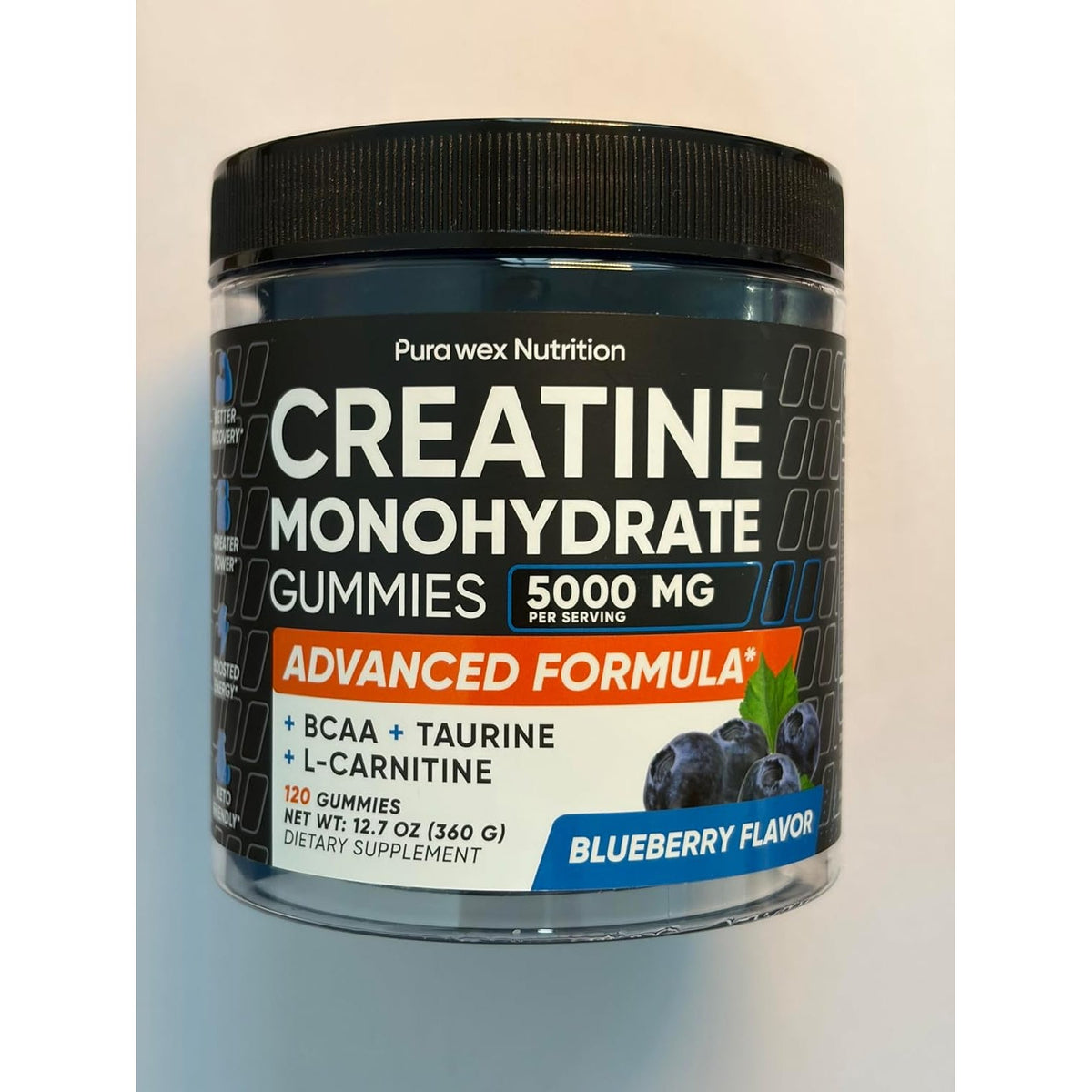 Creatine Monohydrate Gummies 5000Mg Complex for Men & Women - Pre Workout Creatine Chews for Muscle Growth, Strength & Energy, Sugar Free, Vegan, Blueberry Flavor - 120 Count
