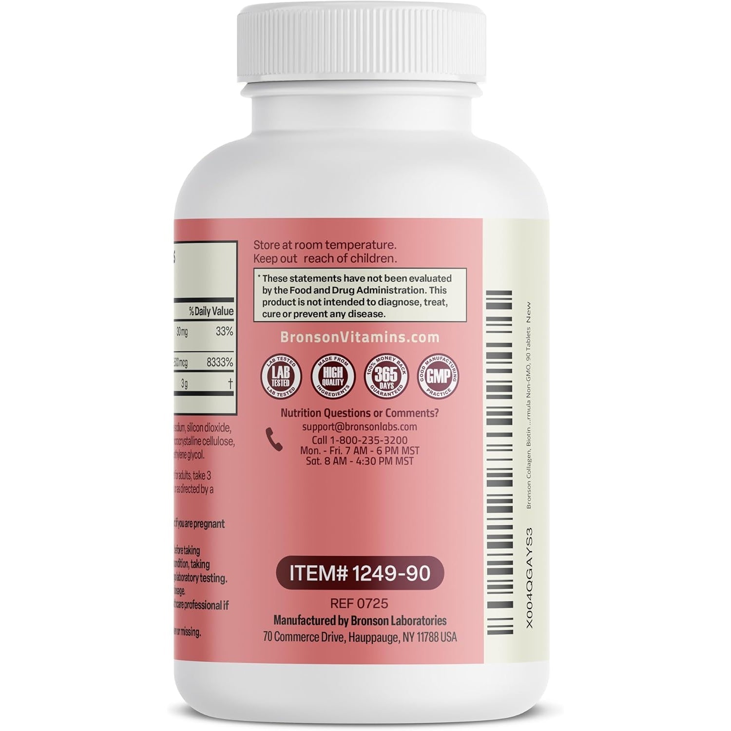 Bronson Collagen Peptides 3000Mg (Per Serving) with Biotin & Vitamin C - for Hair, Skin & Nails Support, Non-Gmo, 90 Tablets