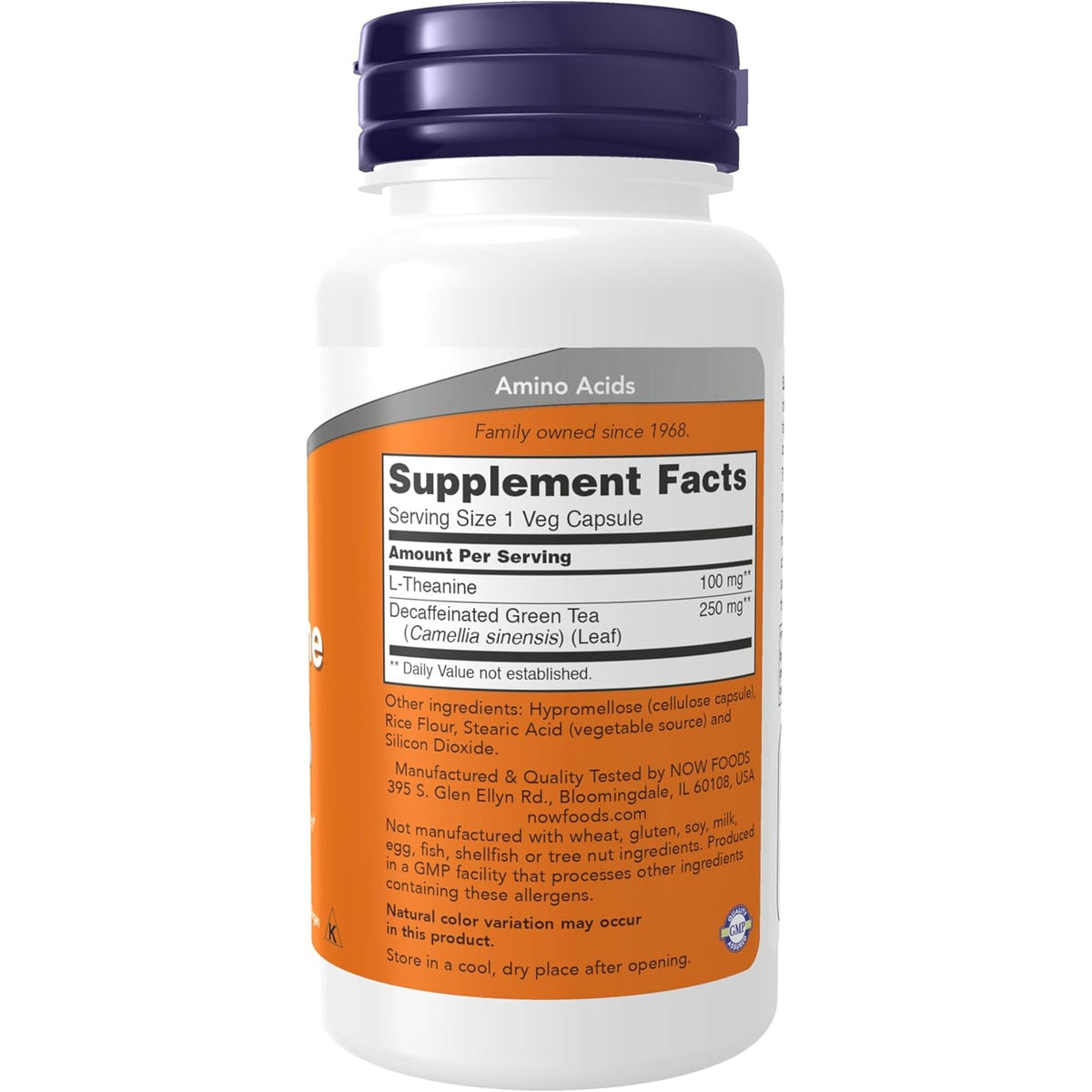 NOW Foods Supplements, L-Theanine 100 Mg with Decaf Green Tea, Stress Management*, 90 Veg Capsules
