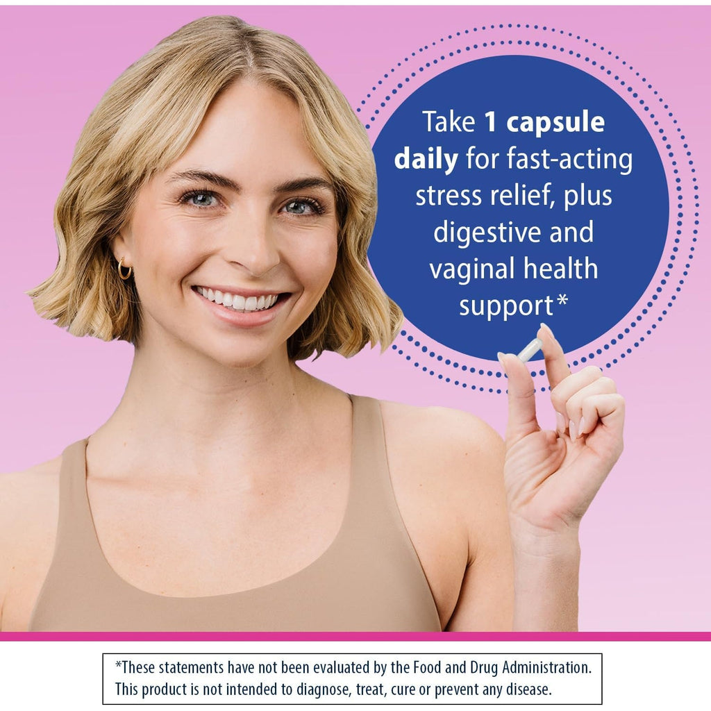 Florastor Probiotics for Women, Digest and De-Stress, Probiotics for Digestive Health, Vaginal Probiotic, and L-Theanine for Mind and Body Wellness, 30 Capsules