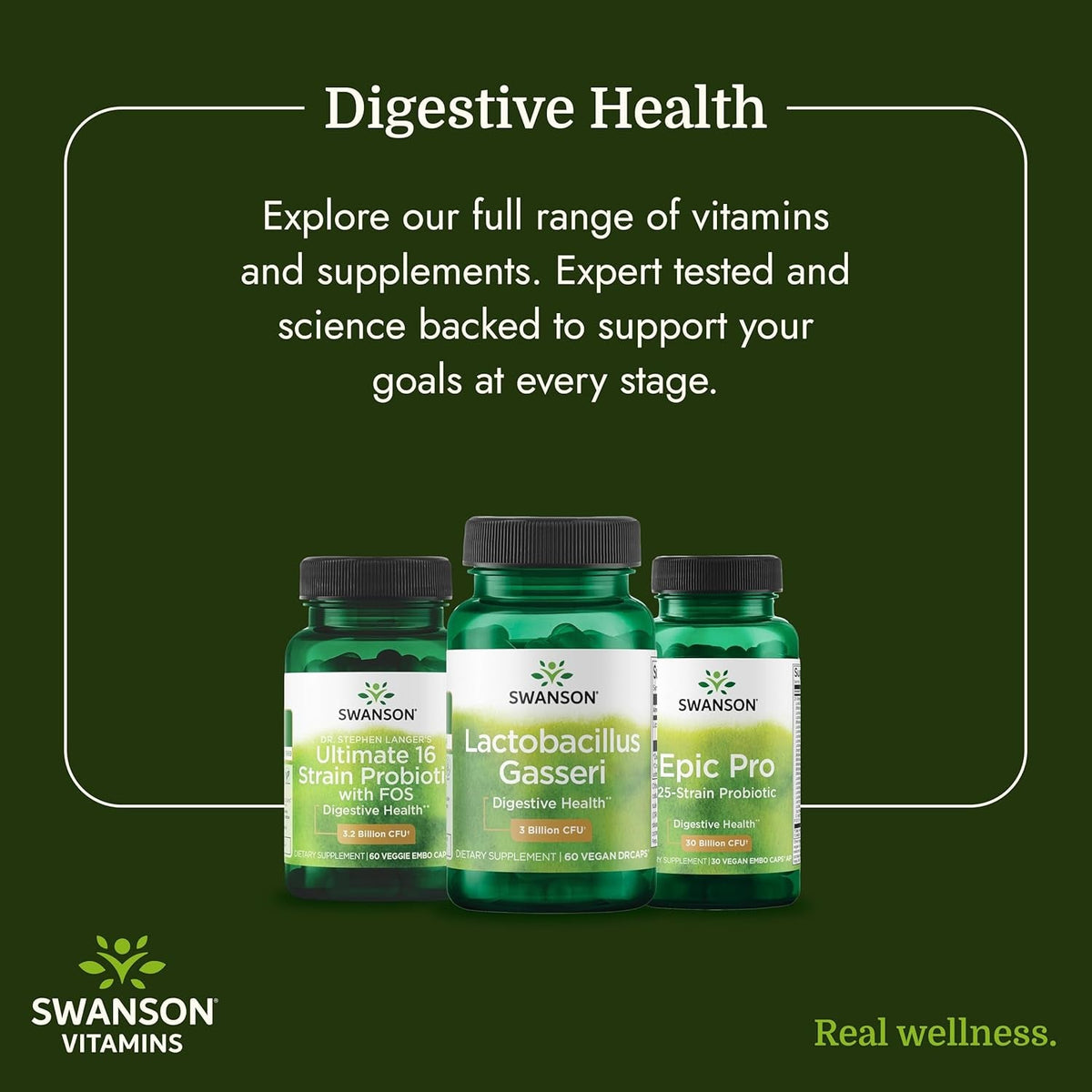 Swanson Lactobacillus Gasseri Probiotic for Adults Seeking Digestive and Metabolic Support with 3 Billion CFU - Acid-Resistant, No Refrigeration (60 Vegan Capsules)