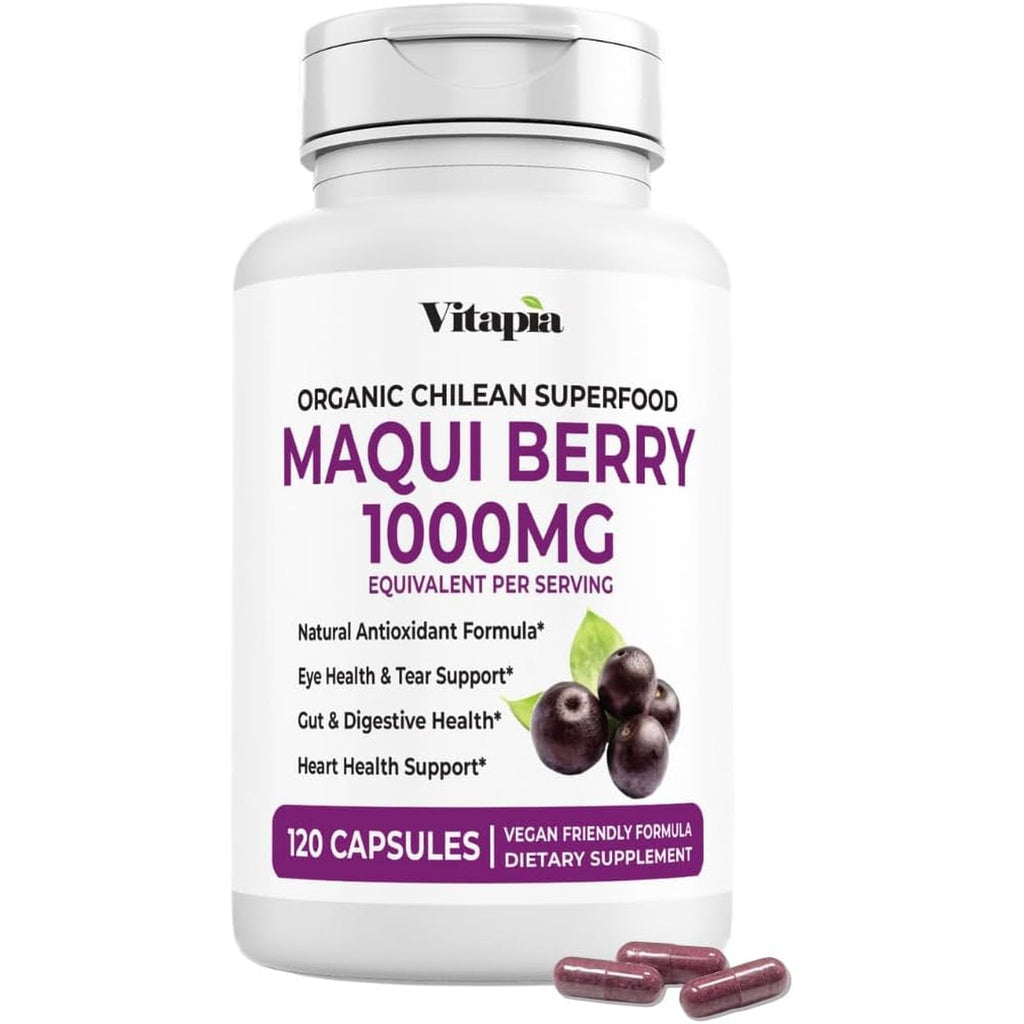 Vitapia Maqui Berry 1000Mg - Maqui Berry Powder Supplement - Vegan Friendly, Non-Gmo and Gluten-Free - 120 Veggie Capsules