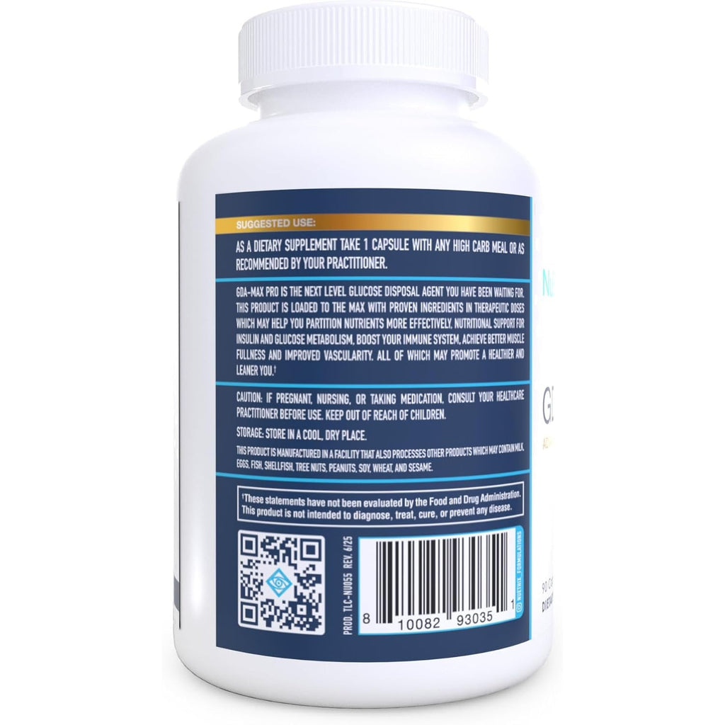Nuethix Formulations GDA-MAX PRO, Double Berbine HCL Supplement, Supports Glucose Metabolism, Weight Management, Immune Support, Heart Health - Non GMO, Gluten Free, Dairy Free, 90 Count