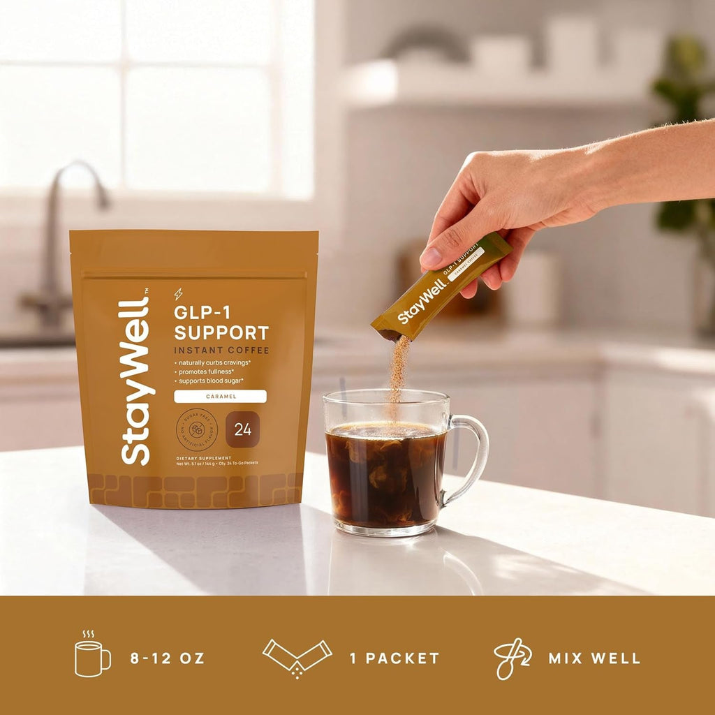 Slim Coffee GLP-1 Supplement | GLP 1 Booster to Control Appetite and Cravings | Great Tasting Metabolic Support - Coffee Bean Extract, Green Tea, Yerba Mate (Caramel)