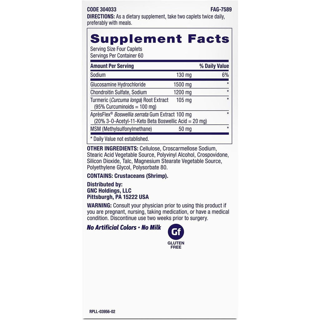 GNC Triflex Fast-Acting 2.0, Improves Joint Comfort and Stiffness, Clinical Strength Doses of Glucosamine/Chondroitin and Boswellia- plus Turmeric, 240 Caplets