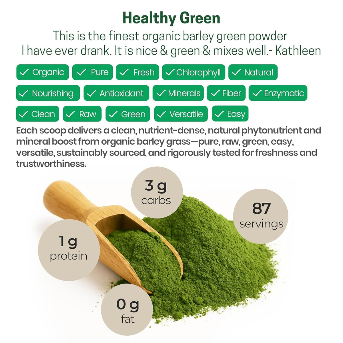 Z Natural Foods Organic Barley Grass Powder - USDA Organic Whole Food Green Blend for Energy Boost, Detox & Ph Balance with Amino Acids, Minerals - Antioxidant Mix for Juice, Water, Smoothies, 1 Lb