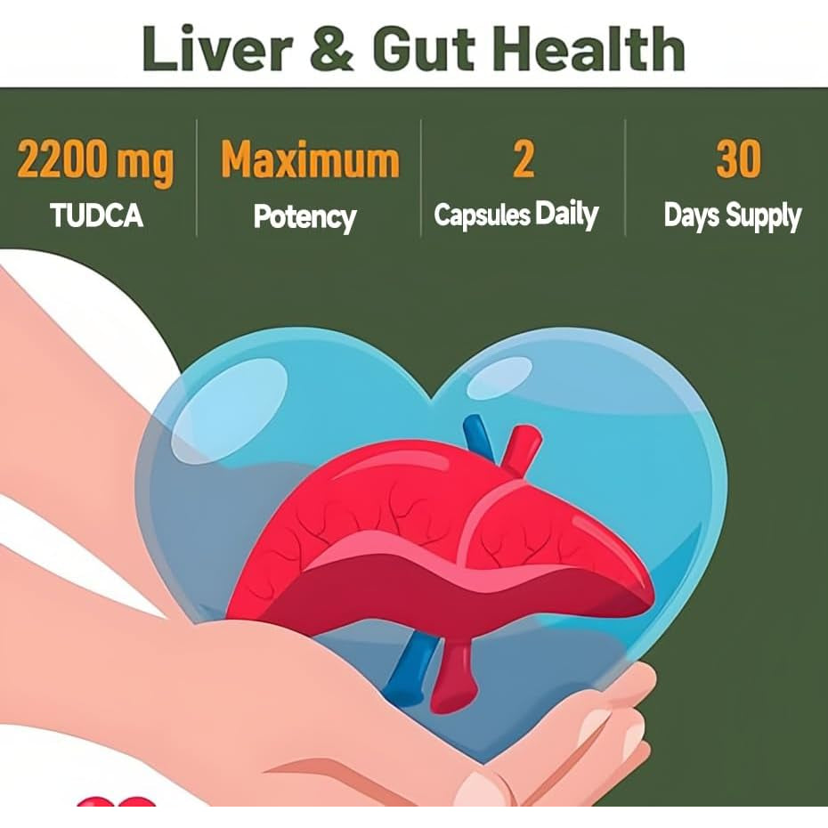 2200MG TUDCA Supplement with Milk Thistle 12-In-1 Formula Liver Support, Bile Salts Supplement for Liver Cleanse & Detox, Bile Flow & Gallbladder Support 60 Capsules
