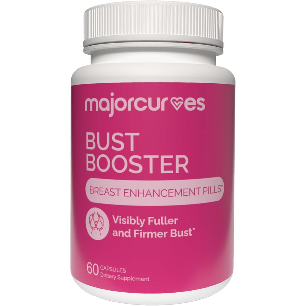 Major Curves Bust Booster Breast Enhancement Pills – Natural Supplement for Breast Growth, Firmness, Fuller Shape, Curvier Bust, Rounder Cleavage, Volume Boost – Made in USA