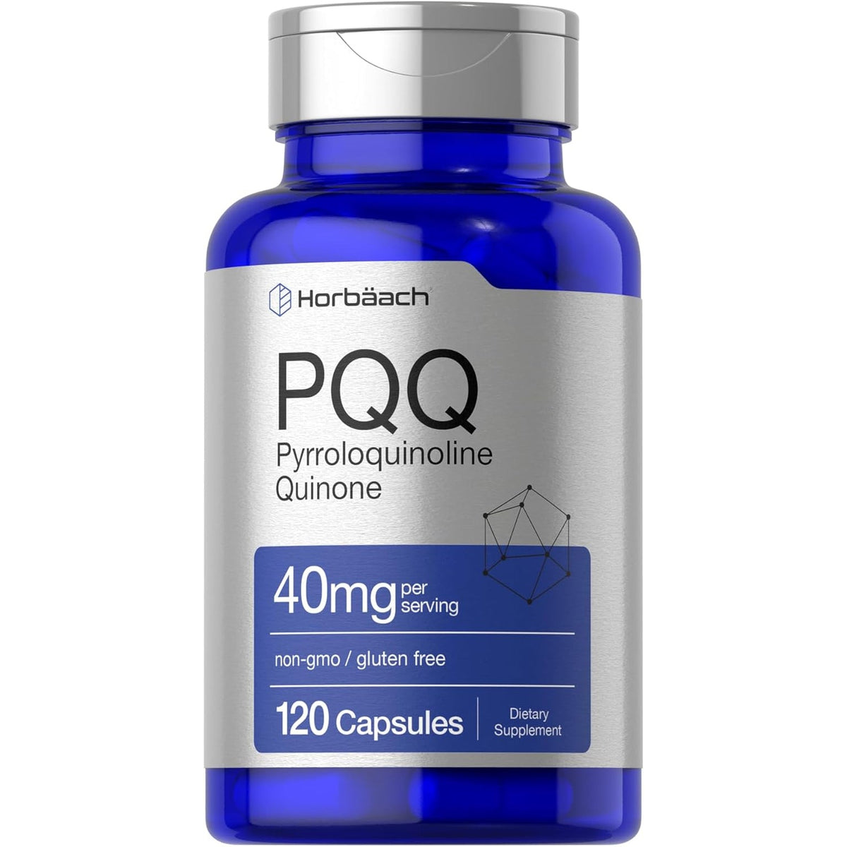 Horbäach PQQ Supplement 40 Mg | 120 Capsules | Maximum Strength | Non-Gmo and Gluten Free Supplement | Pyrroloquinoline Quinone Disodium Salt