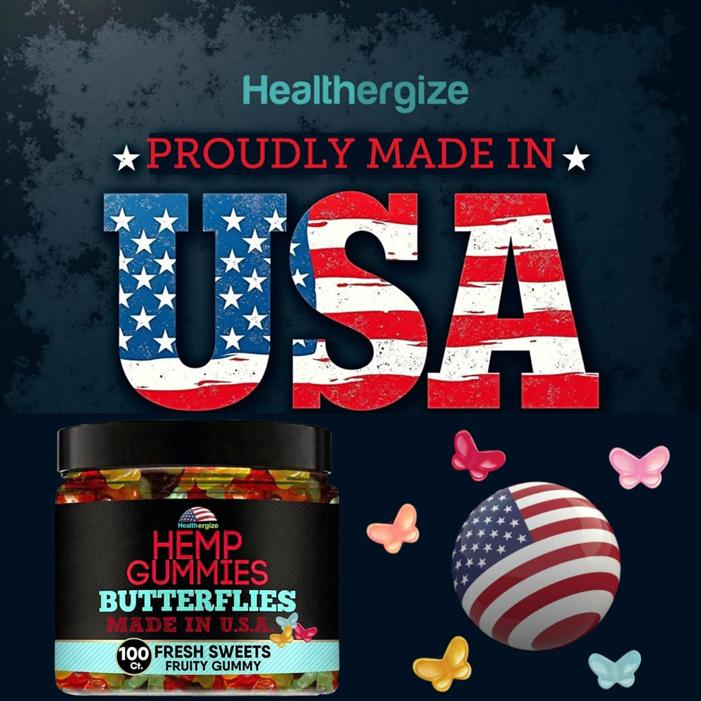Hemp Gummies for Sleep-Delicious Butterflies Gummy Bears-10 Fresh Fruity Flavors-Natural Candy Edibles for Peace and Relaxation, Nighttime Rest, Calm & Relax-Made in USA-100 Count