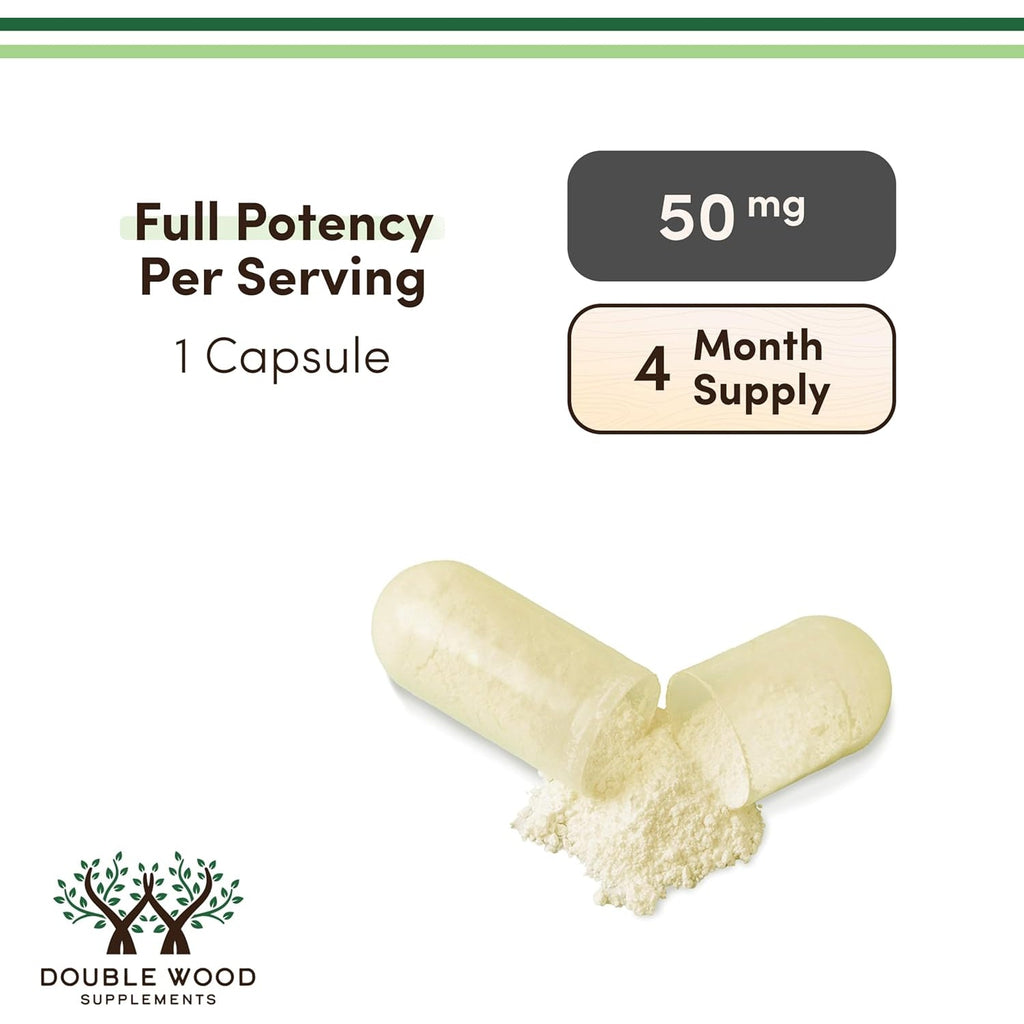 Apigenin Supplement - 50Mg per Capsule, 120 Count (Powerful Bioflavonoid Found in Chamomile Tea for Relaxation, Sleep, and Mood) Senolytic Flavonols for Aging (Gluten Free) by Double Wood