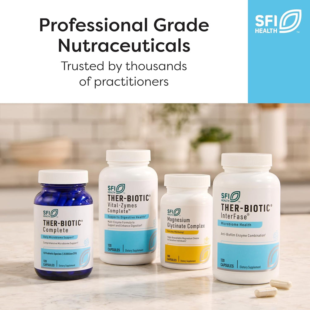 SFI Health Klaire Labs Ther-Biotic Interfase plus - anti Biofilm Enzymes with EDTA to Support Gut Flora, Toxin Cleanse & Full Body Detox - Promote Biofilm Matrix Disruption (120 Capsules)