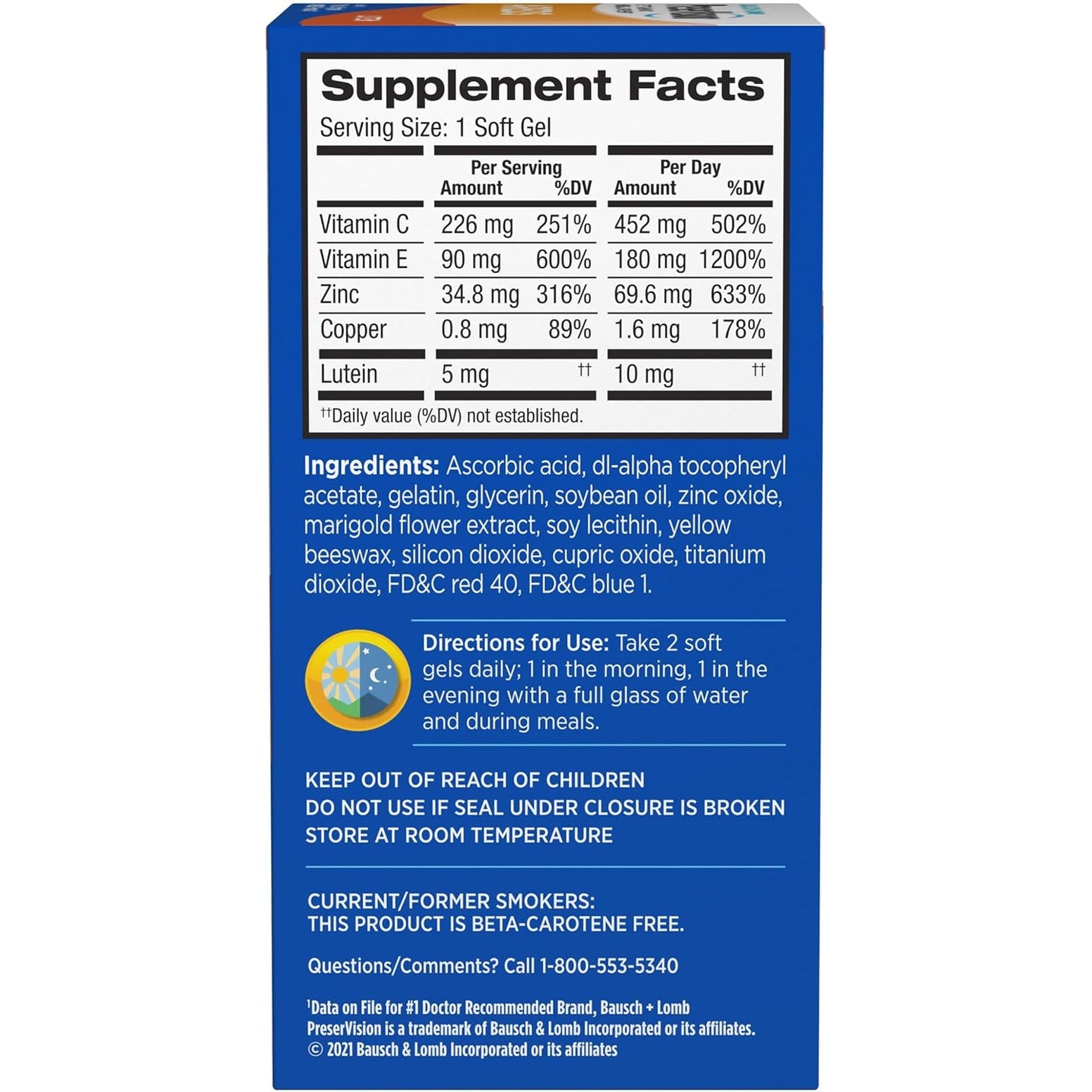 Preservision AREDS Eye Vitamins, #1 Eye Doctor Recommended Brand, Multivitamin with Lutein, Vitamins C & E, Zinc, and Copper Supplements, 120 Softgels