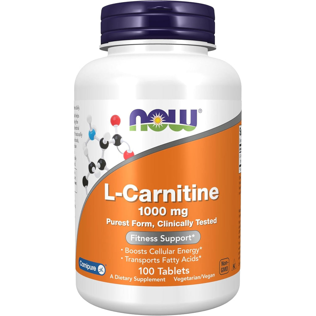NOW Foods Supplements, L-Carnitine 1,000 Mg, Purest Form, Amino Acid, Fitness Support*, 100 Tablets