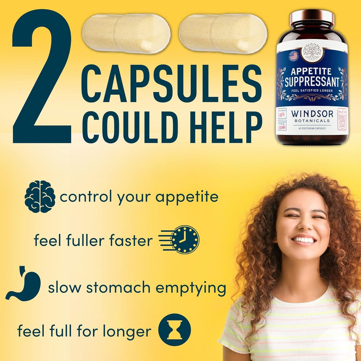Appetite Suppressant for Weight Loss - Garcinia Cambogia Weight Loss Pills, White Kidney Bean Extract, Artichoke, Glucomannan - Hunger & Craving Suppressant, Metabolism Booster - 60 Veggie Diet Pills
