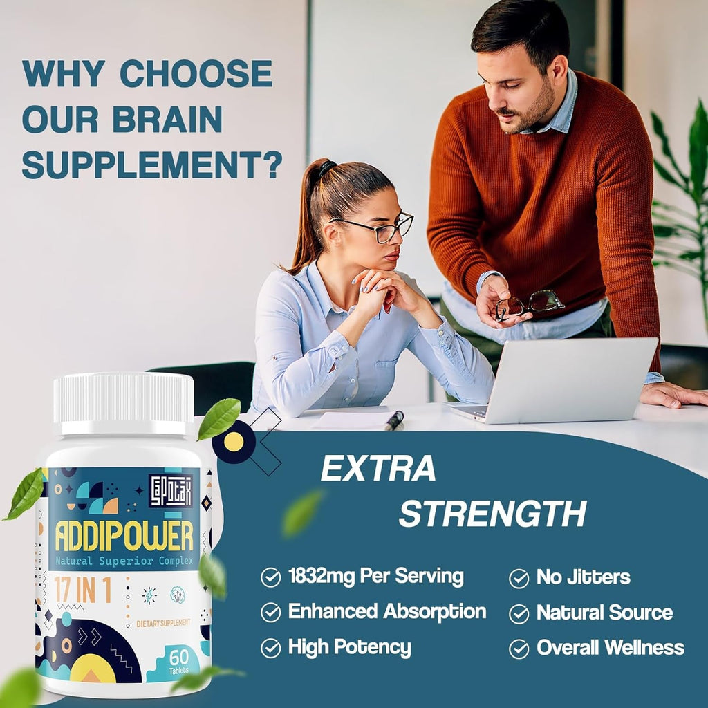 17-In-1 Brain Supplement for Memory and Focus | Nootropic Brain Supplement for Mental Clarity, Concentration, Alertness | Natural Nootropics with Herbal Extracts, Vitamins & Amino Acids (60 Tablets)