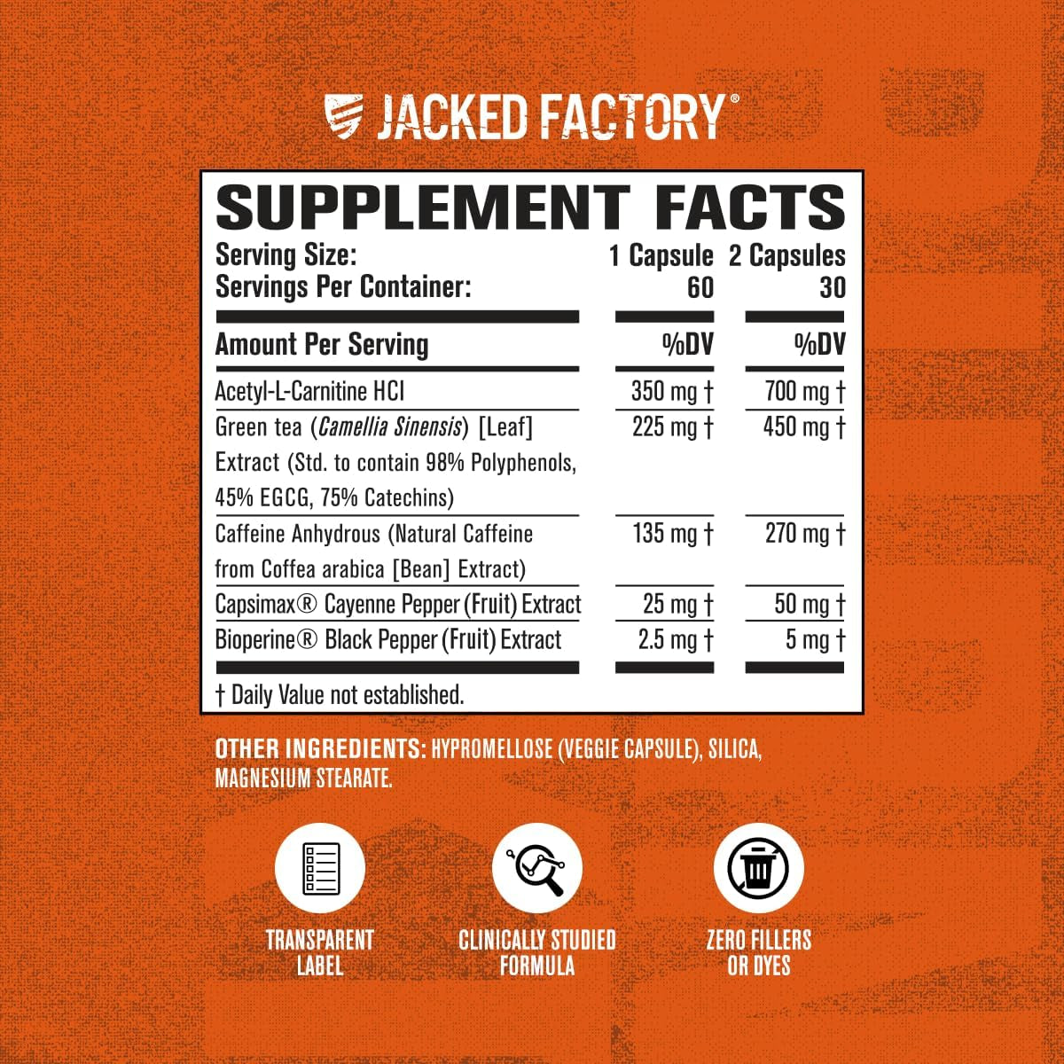Jacked Factory Burn-Xt Clinically Studied Fat Burner & Weight Loss Supplement - Appetite Suppressant & Energy Booster - with Acetyl L-Carnitine, Green Tea Extract and More - 60 Natural Diet Pills