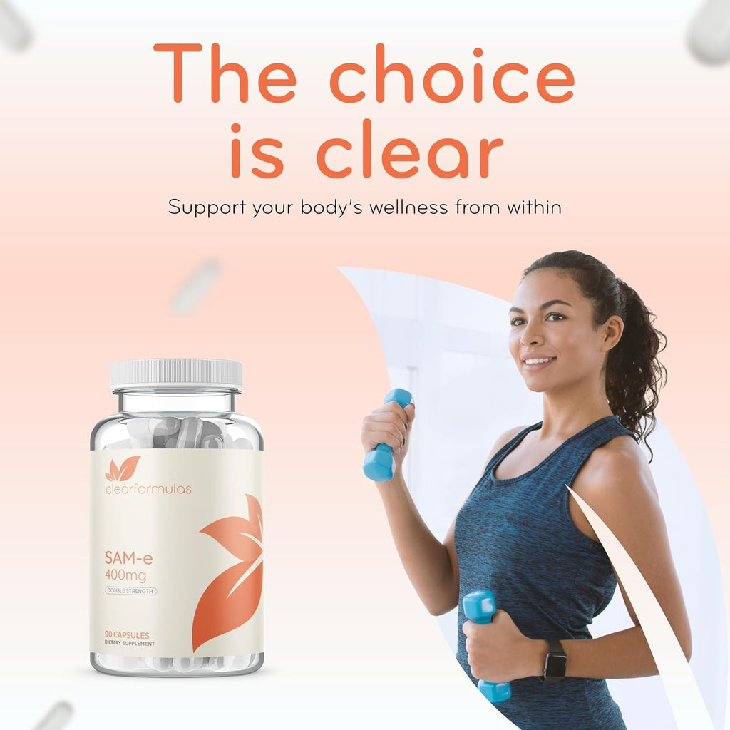 Clear Formulas Bioactive Sam-E 400Mg - High Strength Sam-E Supplement with Biologically Active S,S Form for Liver and Mood Support - Vegan Non-Gmo Preservative Free - Made in the US (90 Servings)