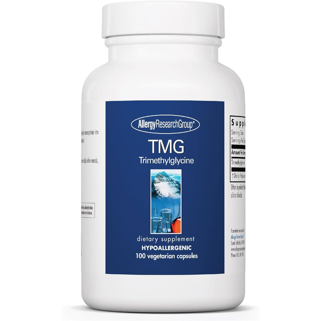 Allergy Research Group ARG TMG Trimethylglycine - Supports Cardiovascular & Liver Health - Delivers 750 Mg Trimethylglycine per Serving - Vegetarian & Hypoallergenic - 100 Servings - 100 Capsules