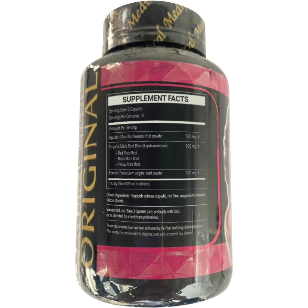 Aguaje Hinojo Maca Triple (Maca Root Supplement) Premium 100 Capsules | Premium Botanical Blend for Feminine Balance & Confidence