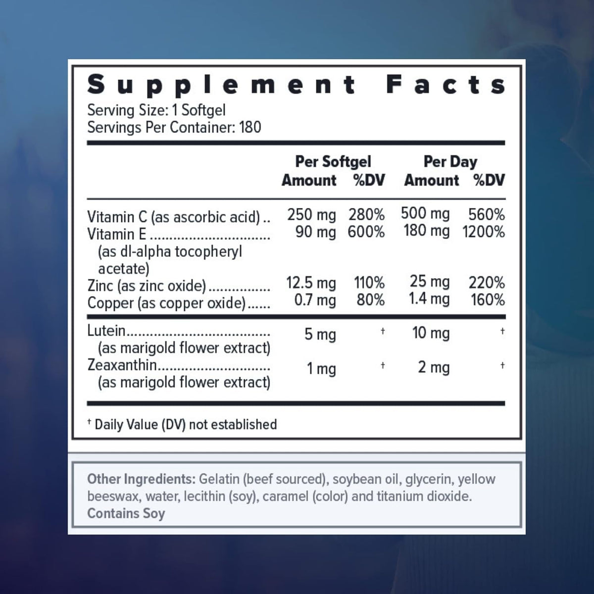 Focus Select AREDS2 Based Eye Vitamin-Mineral Supplement - Upplement for Eyes (180 Ct. 90 Day Supply) - Low Zinc Formula - Eye Vision Supplement and Vitamin