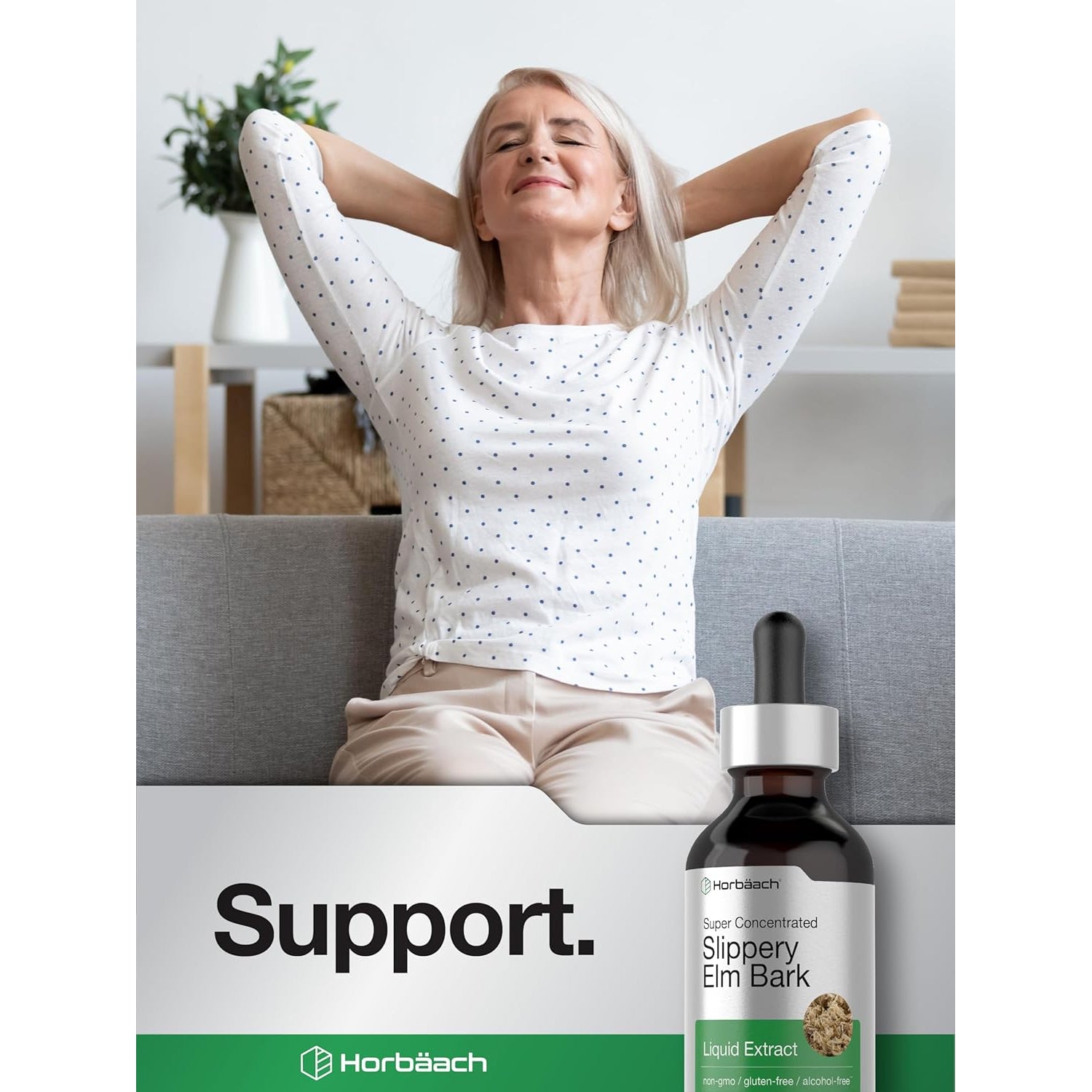 Horbäach Slippery Elm Liquid Drops | 2 Fl Oz | Bark Extract Tincture | Vegetarian | Alcohol Free | Non-Gmo, Gluten Free Supplement