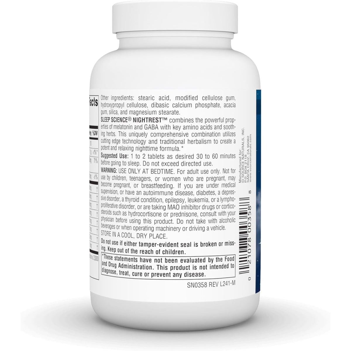 Source Naturals Sleep Science Nightrest with Melatonin - Bioaligned Multinutrient & Herb Complex, for Rest & Relaxation Support* - 100 Tablets