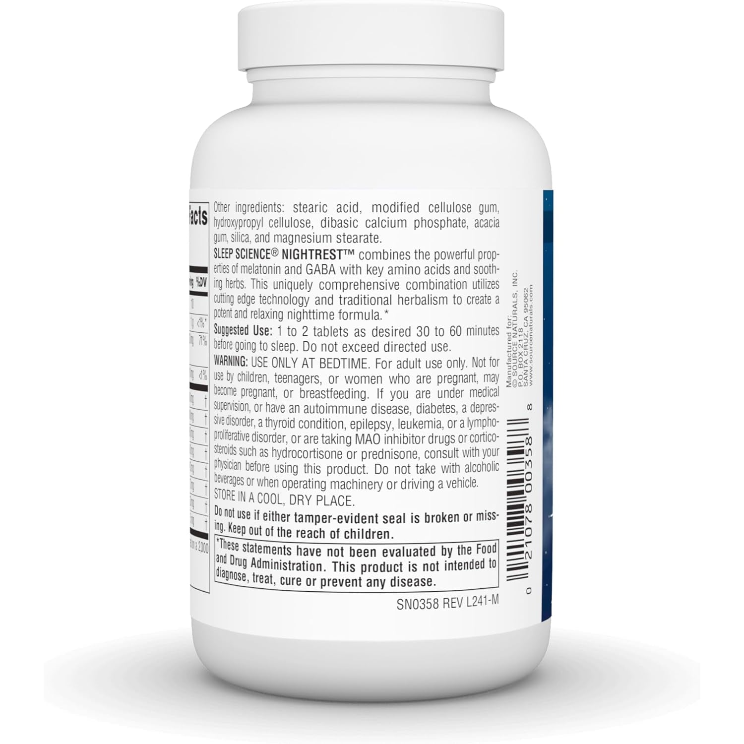 Source Naturals Sleep Science Nightrest with Melatonin - Bioaligned Multinutrient & Herb Complex, for Rest & Relaxation Support* - 100 Tablets