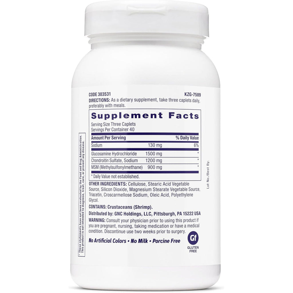 GNC Triflex, Joint, Bone & Cartilage Health Supplement, Clinical Strength Glucosamine & Chondroitin, MSM, Supports Mobility, Flexibility & Comfort, 120 Caplets