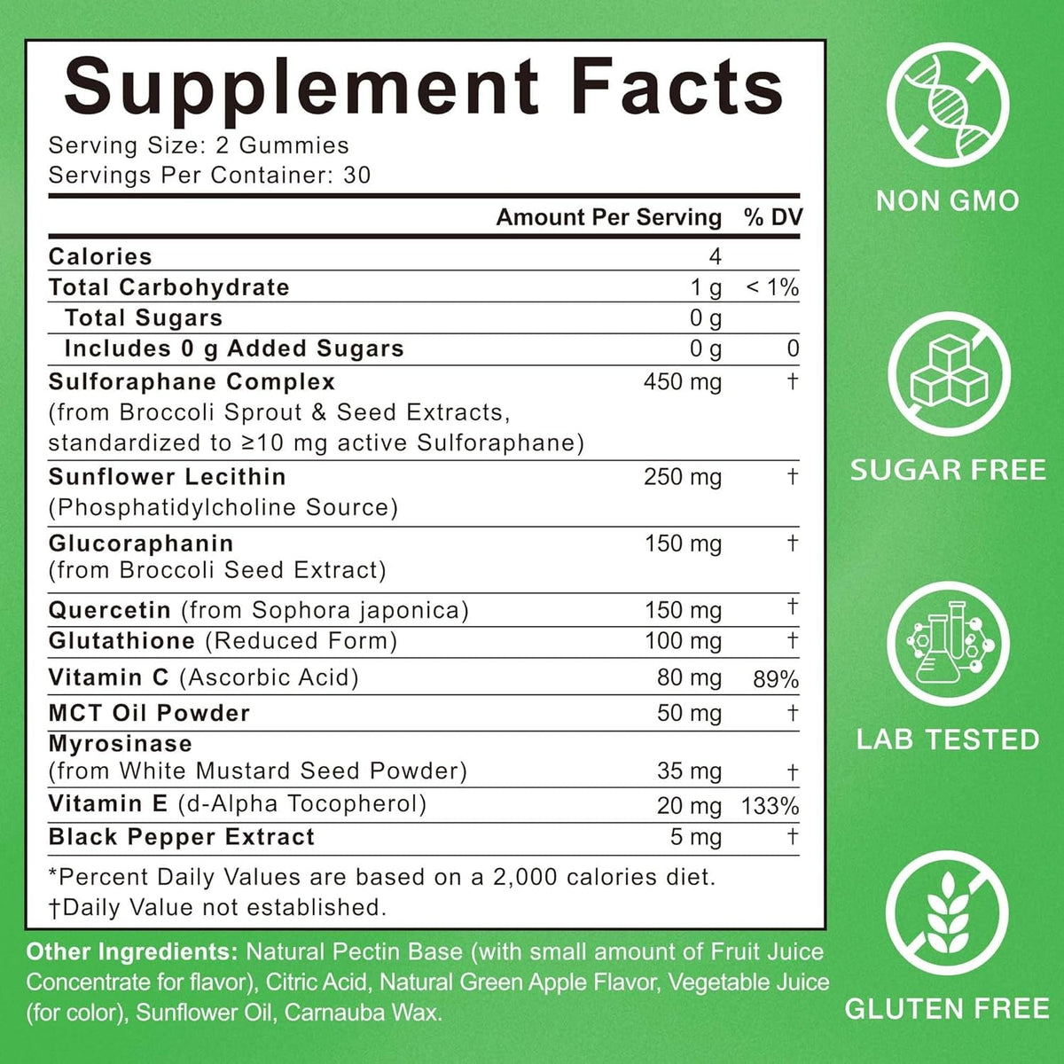 Liposomal Sulforaphane Supplement 450Mg | Broccoli Sprout & Seed Extracts, Glucoraphanin, Myrosinase, Glutathione & Sunflower Lecithin | Antioxidant Detox & Cellular Health | Sugar-Free, 60 Gummies