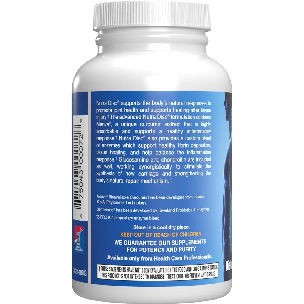 Nutra Disc & Joint Support Supplement - Clinically Formulated Restorative Cartilage Ligament and Tendon Supplement with Patented Meriva Curcumin & Glucosamine and Chondroitin for Adults - 90 Servings