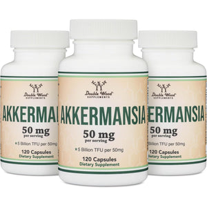 Akkermansia Probiotic and Postbiotic (Increases GLP-1 Production) 120 Capsules, 50Mg per Serving (Third Party Tested to 5 Billion TFU per Serving, 50 Billion CFU per Gram) by Double Wood