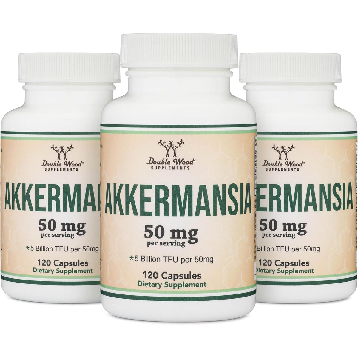 Akkermansia Probiotic and Postbiotic (Increases GLP-1 Production) 120 Capsules, 50Mg per Serving (Third Party Tested to 5 Billion TFU per Serving, 50 Billion CFU per Gram) by Double Wood