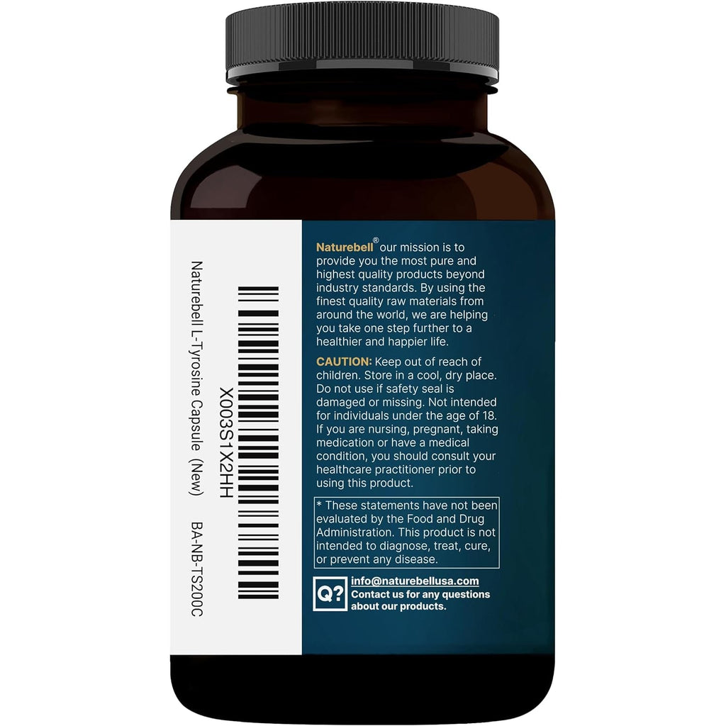 L Tyrosine Supplement, 1,500Mg per Serving, 240 Capsules | Essential Amino Acids – Brain Health Support for Memory, Cognitive Health, and Mental Alertness – Non-Gmo