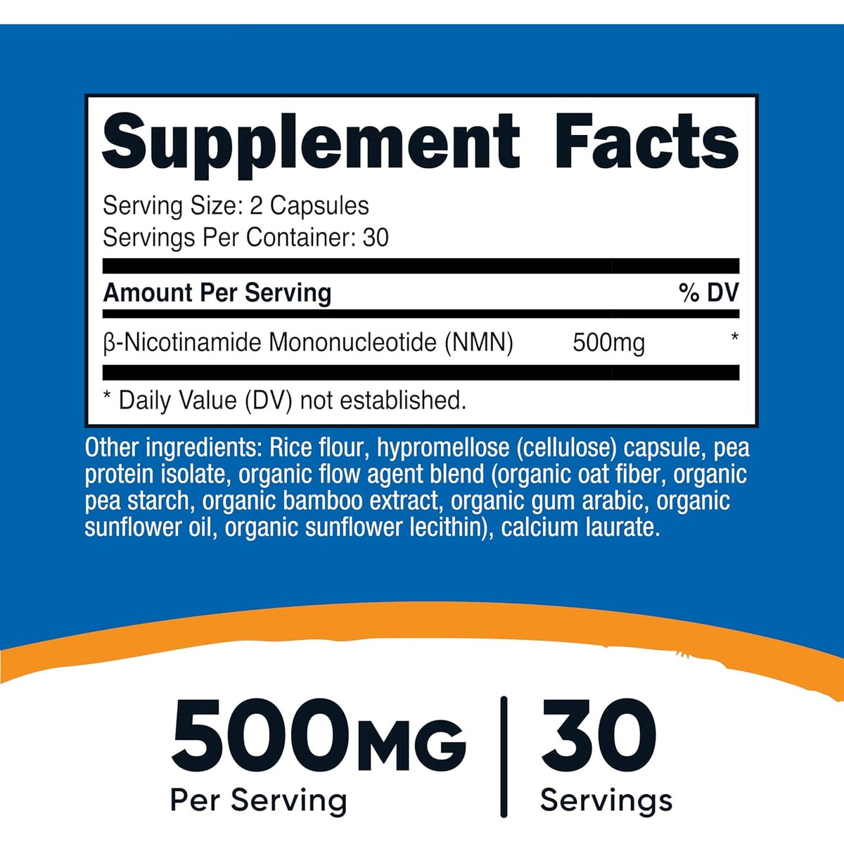 Nutricost NMN (Nicotinamide Mononucleotide) 500Mg, 60 Capsules - Vegetarian Friendly, 30 Servings, Gluten Free, GMO Free