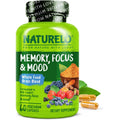 NATURELO Whole Food Brain Supplement - Brain Health Supplements for Memory & Focus Support - Enhance Brain Health Blend Supplement for Adults - 60 Vegetarian Capsules