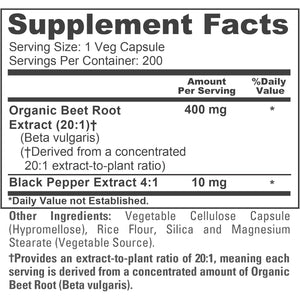 Nusapure Organic Beet Root, 400 Mg, 200 Veg Capsules (Vegan, Non-Gmo)