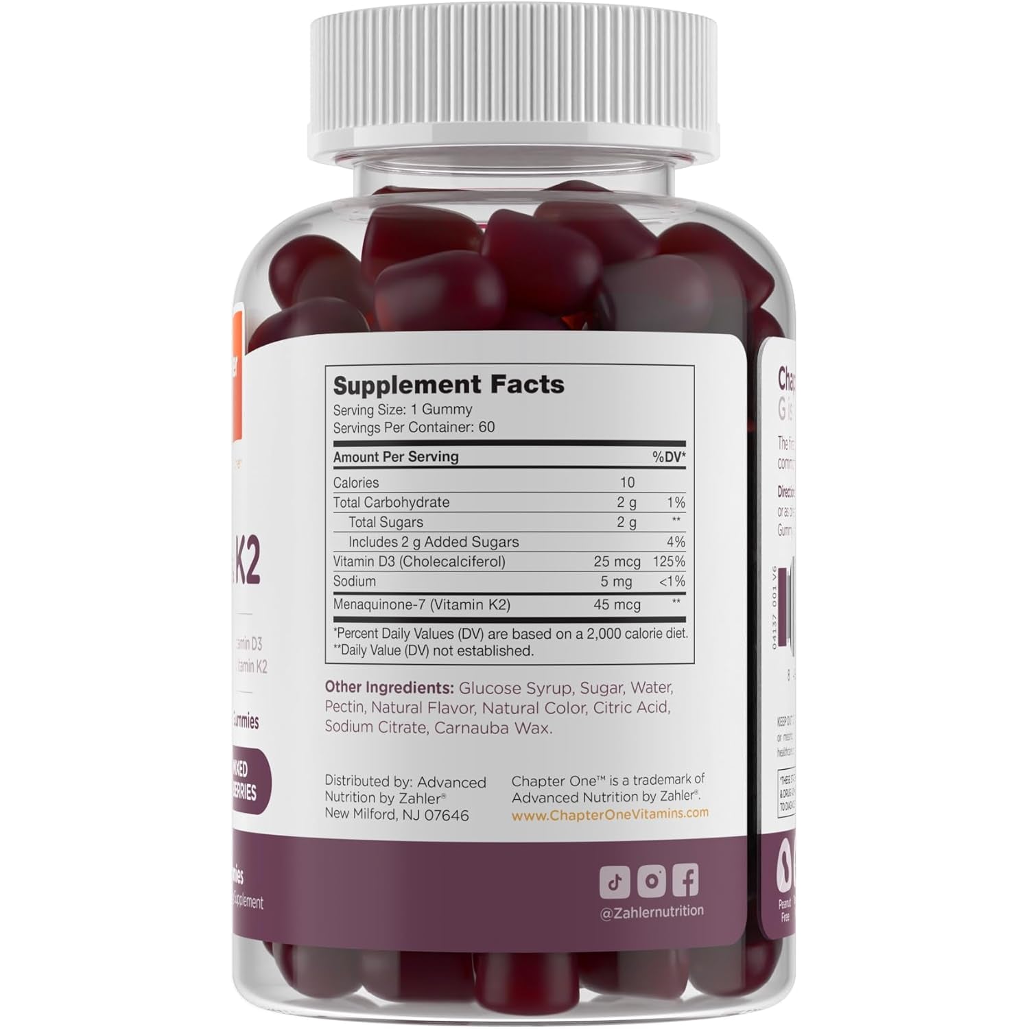 Zahler Chapter One Vitamin D3 & K2 Gummies - Immune & Bone Health Support Supplement - Cholecalciferol D3 & MK7 K2 - Bioavailable Vitamin D - Kosher, Gluten-Free & Non-Gmo - 60 Gummies