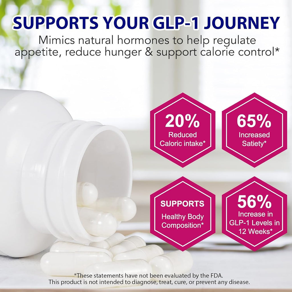 GLP 1 Supplement, 120 Capsules GLP-1 Probiotic for Appetite Regulate & Gut Health, Reduce Hunger & Cravings for Digestive, Promote GLP-1 Production & Support Weight Management, Vegan for Women & Men