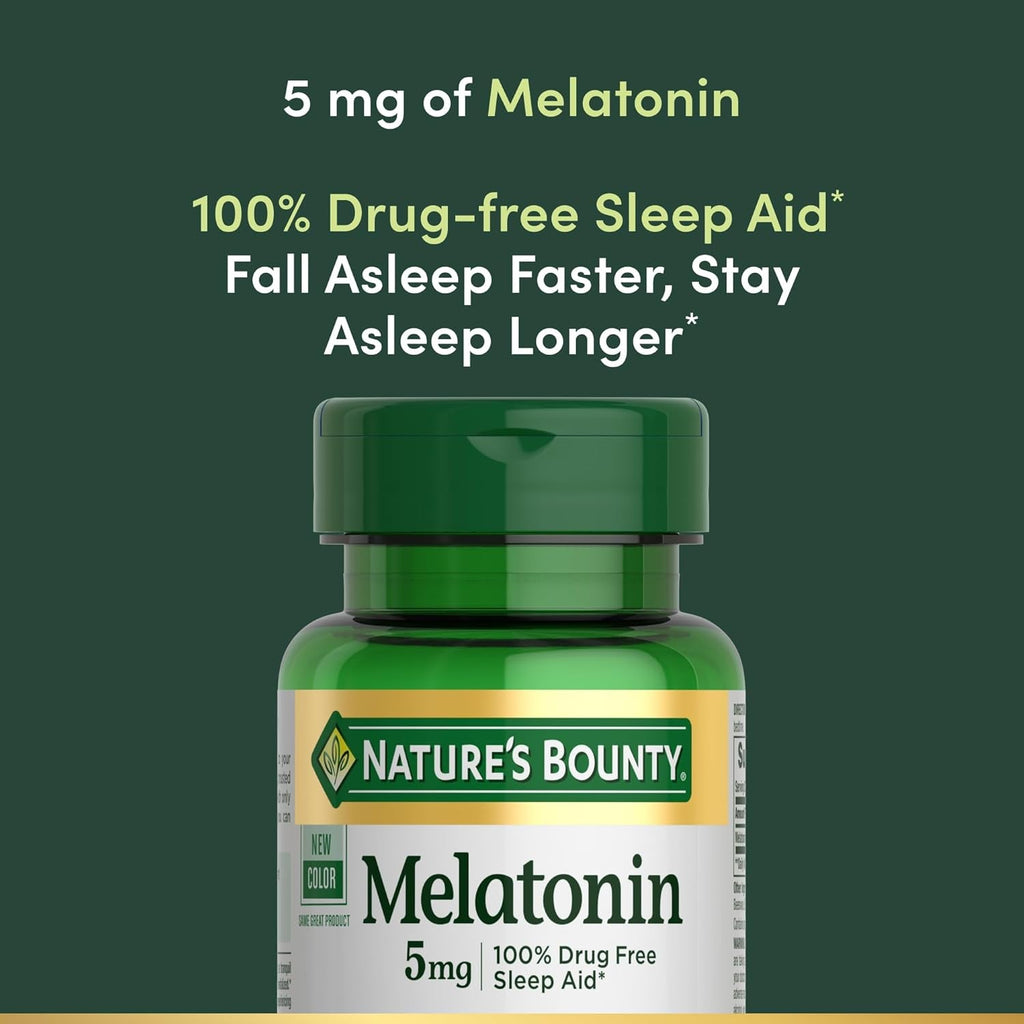 Nature'S Bounty Melatonin, 100% Drug Free Sleep Aid, Dietary Supplement, Promotes Relaxation and Sleep Health, 5Mg, 90 Softgels (Pack of 1)