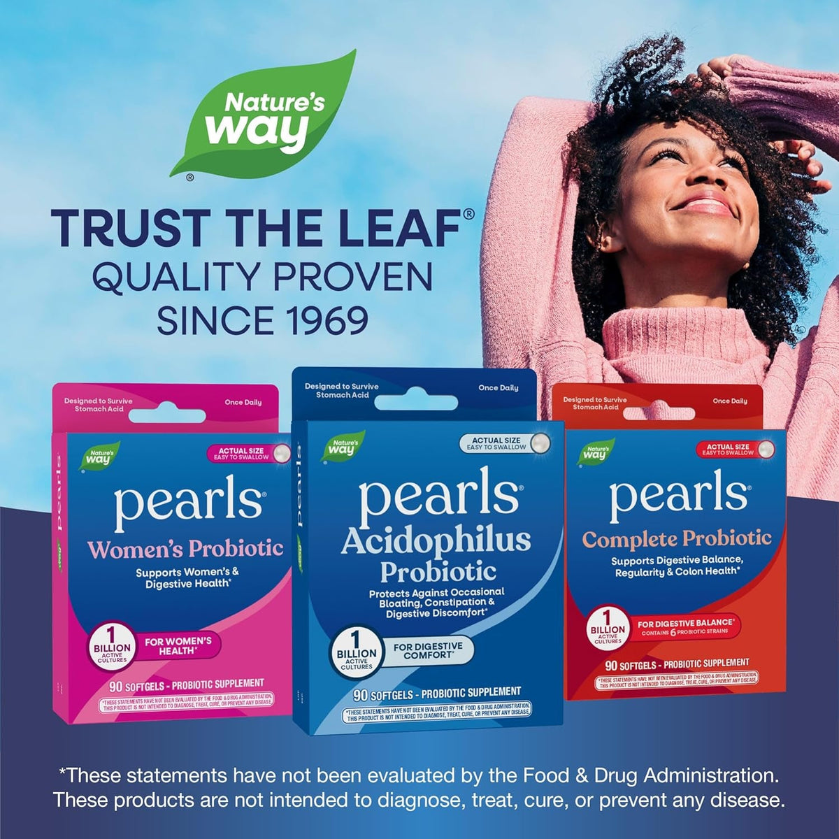 Nature'S Way Probiotic Pearls Acidophilus, Supports Digestive Balance & Gut Health, Reduce Occasional Constipation and Bloating*, 1 Billion Cultures, 90 Softgels