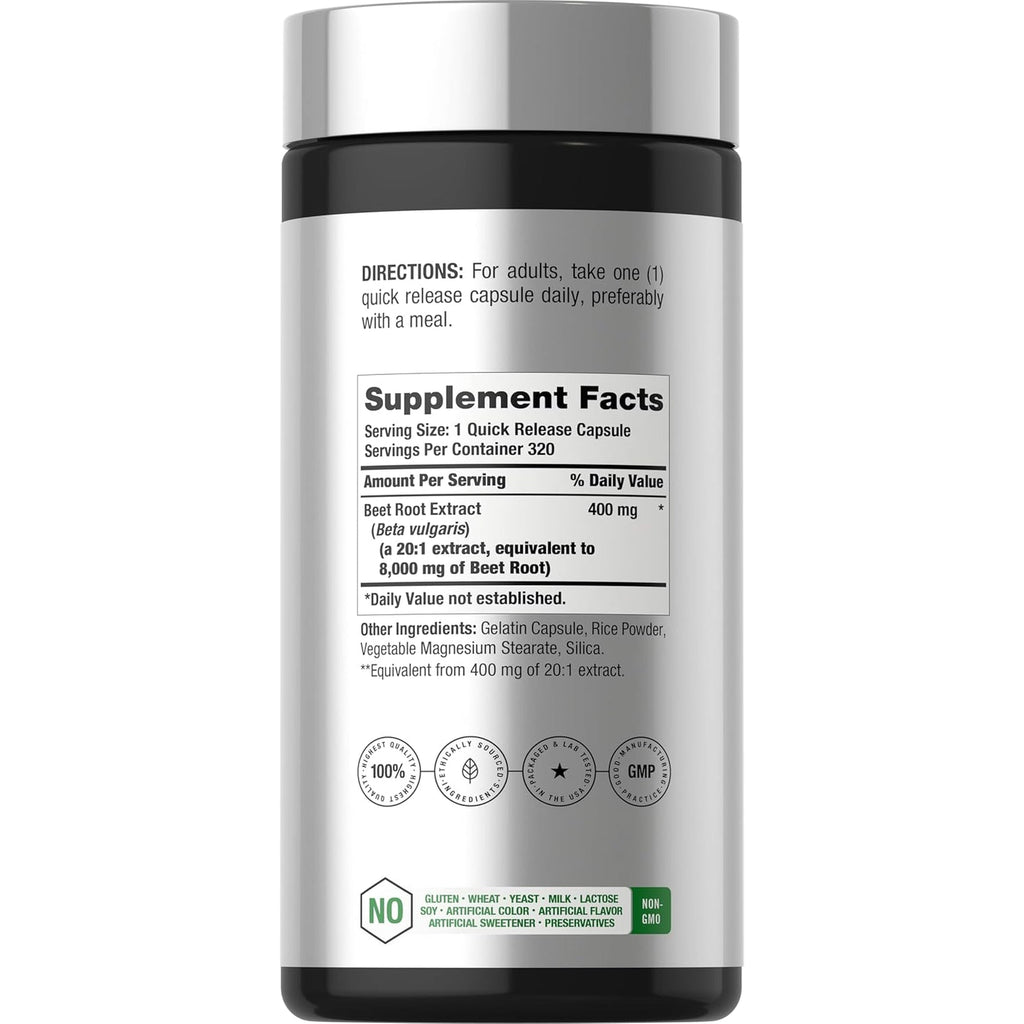 Horbäach Beet Root Powder Capsules | 320 Pills | High Potency Herbal Extract Supplement | Non-Gmo, Gluten Free Formula