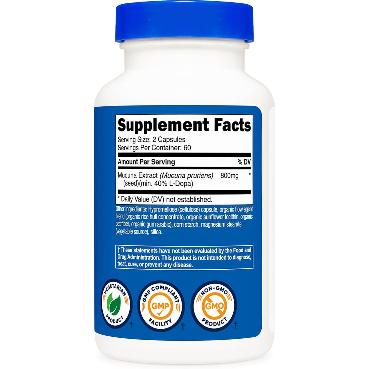 Nutricost Mucuna Pruriens 400Mg, 120 Capsules - 800Mg per Serving, Veggie Caps, from Mucuna Pruriens Seed
