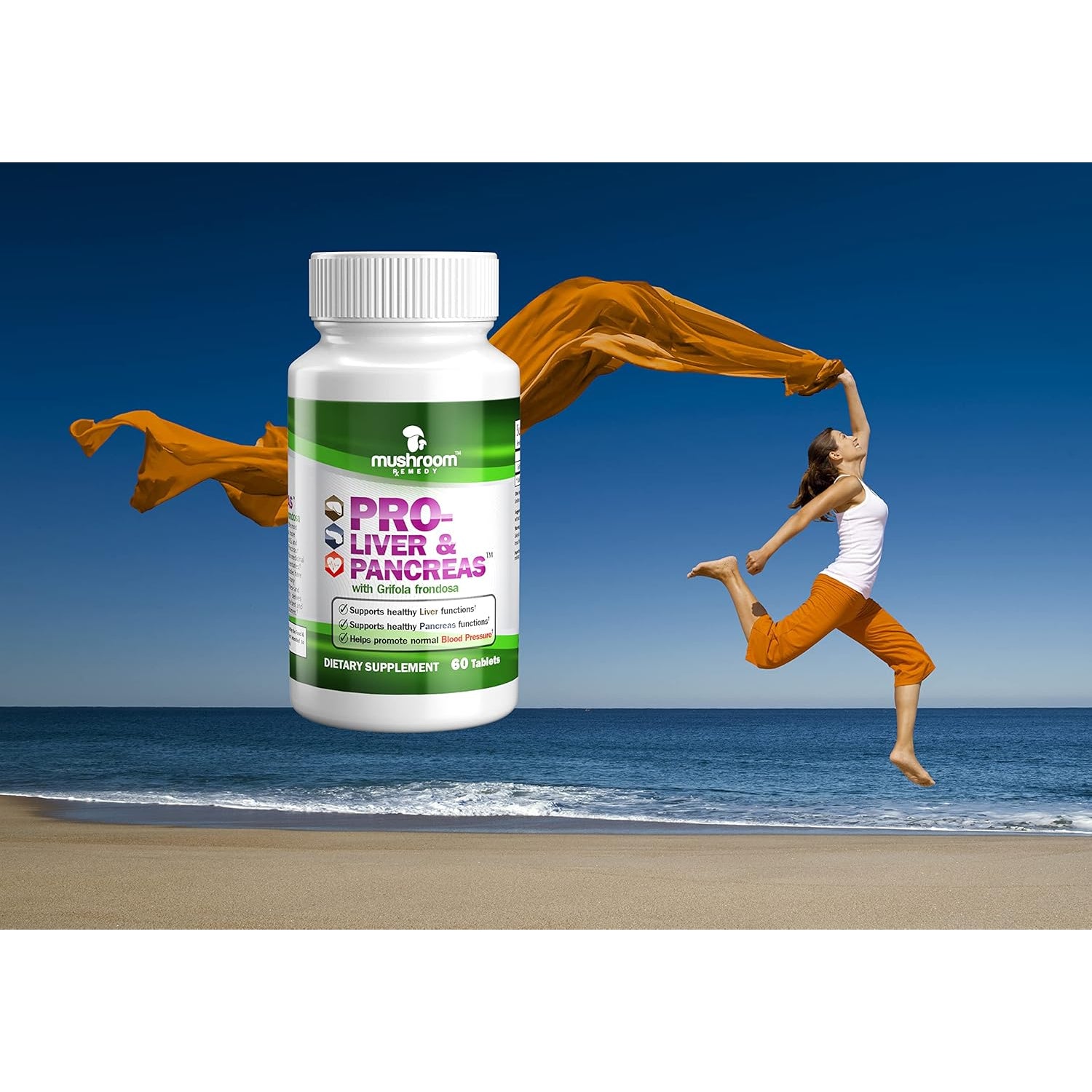 Pro-Liver & Pancreas | Best All-Natural Herbal Supplement for Pancreas & Liver Support, Detox, Clinically Studied Grifola Frondosa Mushroom Extract, Vegan, NON-GMO, USA Made, 60 Tablets