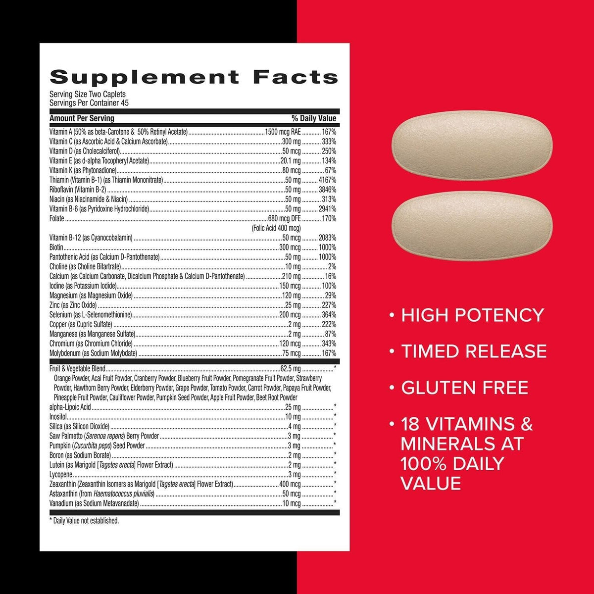 GNC Mega Men Multivitamin Caplets, Clinically Proven to Feel Better, Immune Support, Energy Support, Antioxidants, B Vitamins, Vitamin D-3, Timed Release, 90 Count, 45 Day Supply
