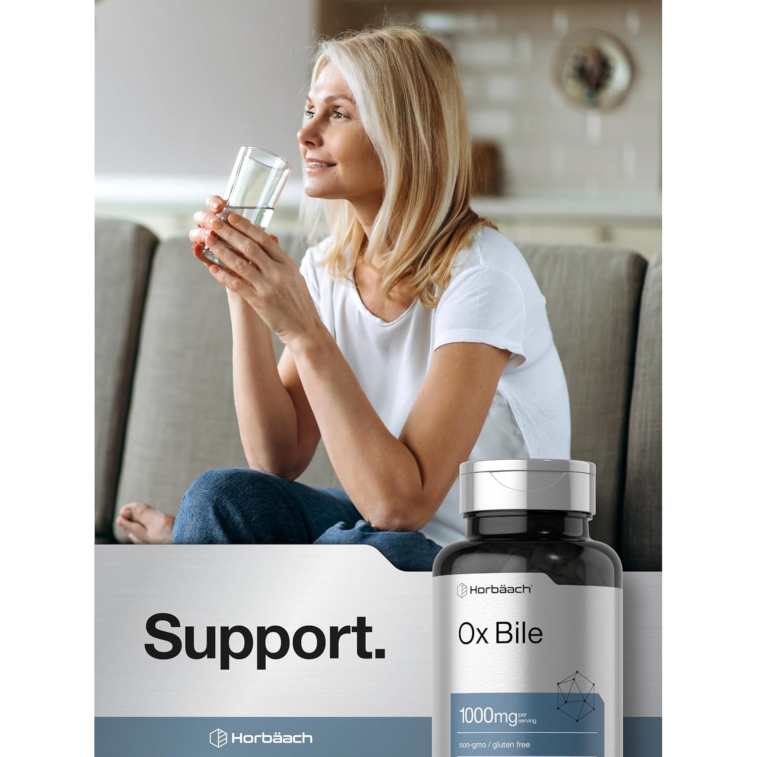 Horbäach Ox Bile Supplement | 1000Mg | 100 Capsules | Digestive Enzymes Supplement | Non-Gmo & Gluten Free