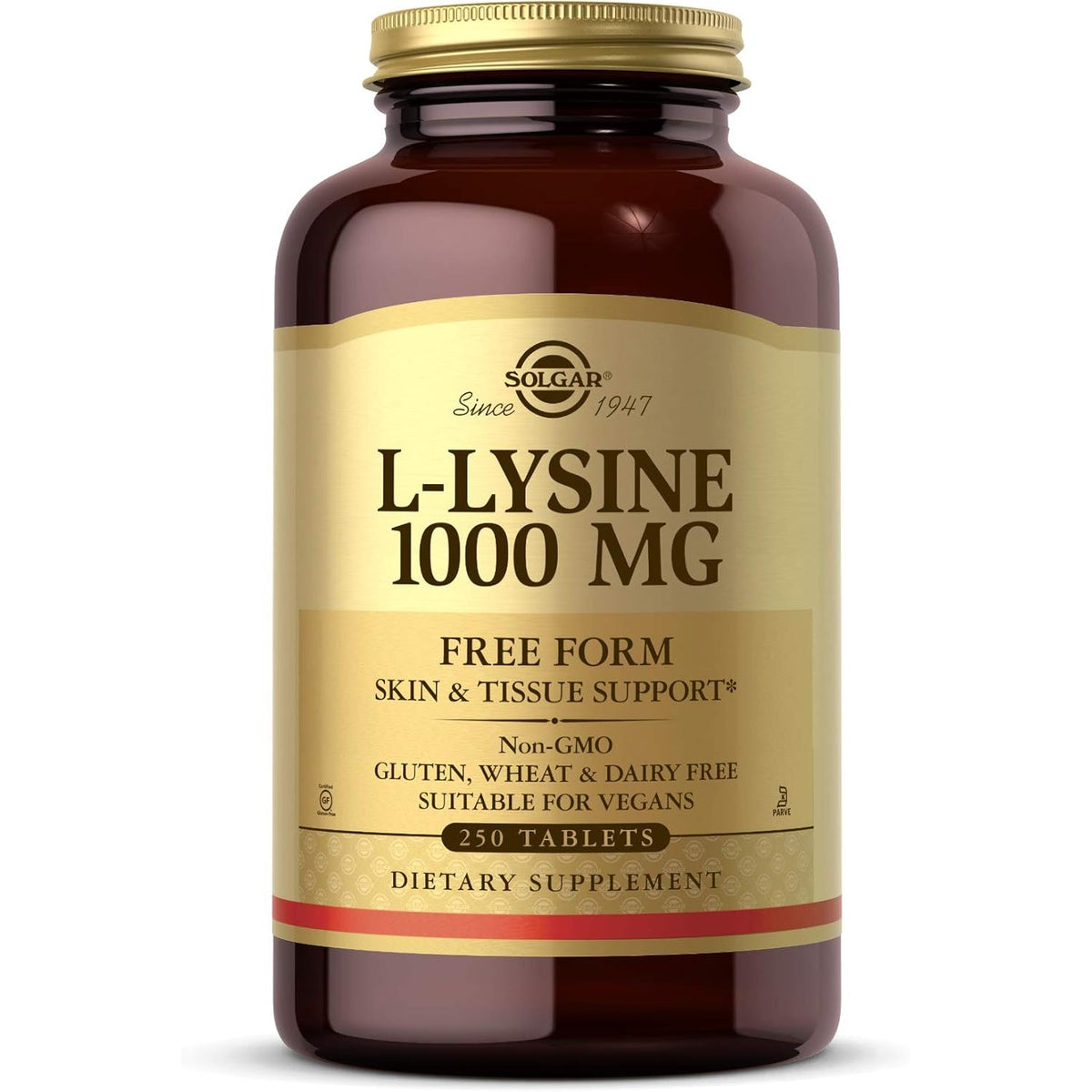 Solgar L-Lysine 1000 Mg, 250 Tablets - Enhanced Absorption and Assimilation - Promotes Integrity of Skin and Lips - Collagen Support - Amino Acids - Non-Gmo, Vegan, Gluten Free - 250 Servings