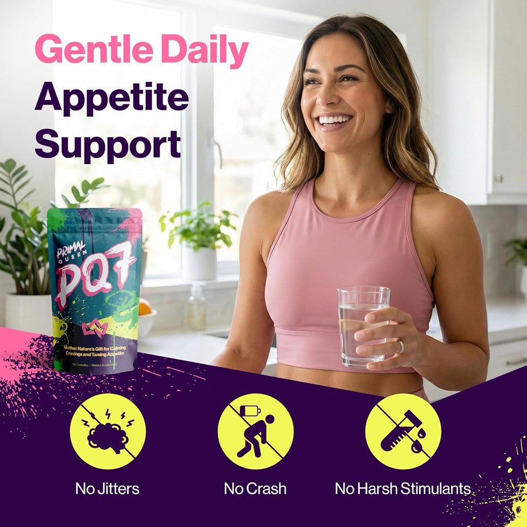 Primal Queen PQ7 Appetite Control Supplement for Women – Supports Cravings, Hunger & Fullness Signals – Stimulant-Free Formula with Clinically Studied Ingredients – 60 Capsules